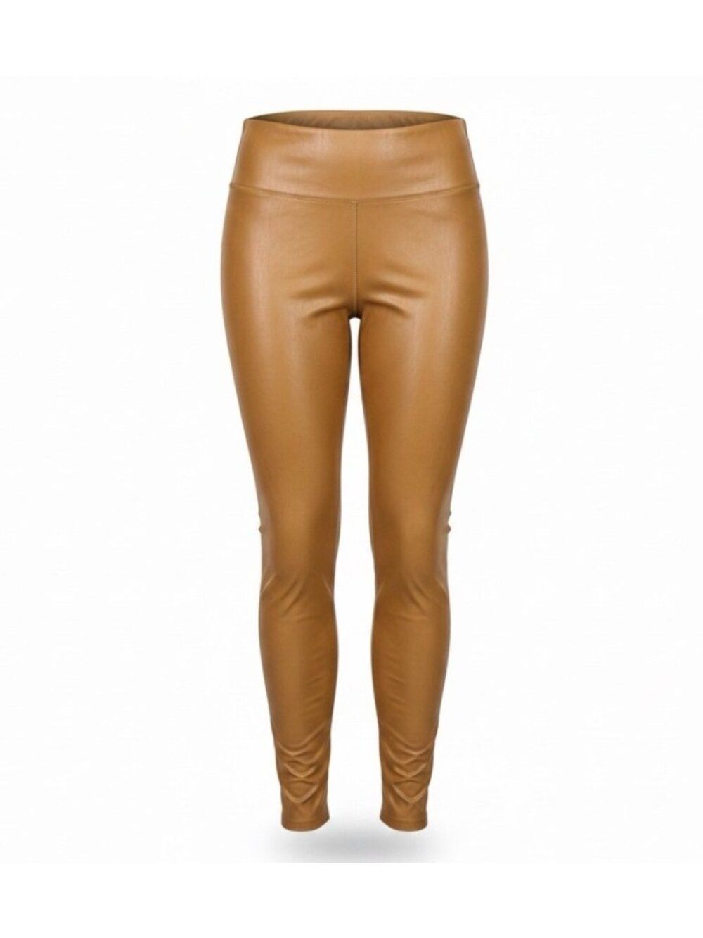 Bagatelle Womens Camel Faux Leather High-Waist Stretch Leggings Size L